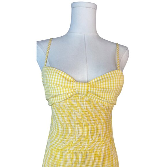 Zara Yellow Gingham Mini Dress - Picture 3 of 14